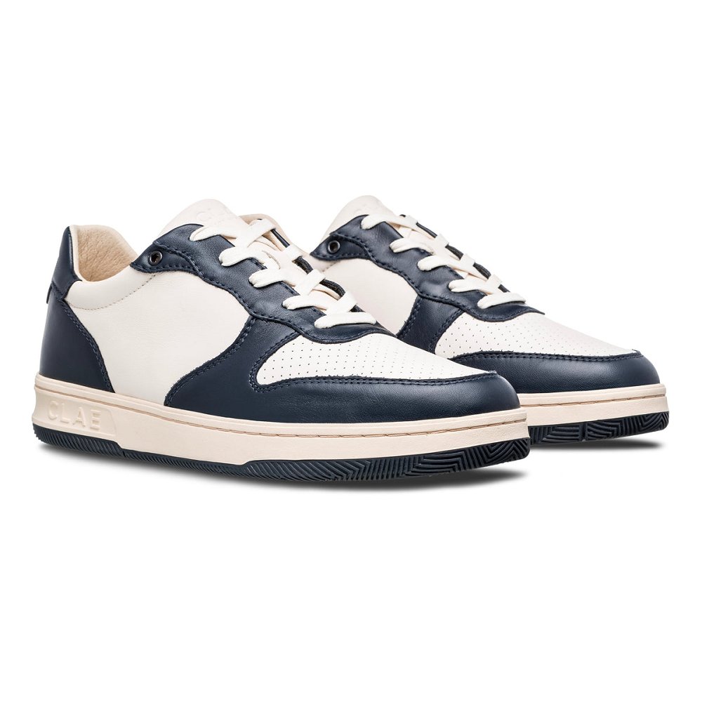 CLAE MALONE Shoes Womens USA085-J74 In Navy Leather Off White